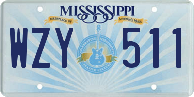 MS license plate WZY511