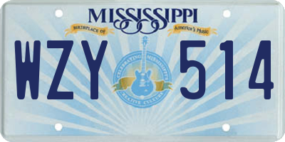 MS license plate WZY514