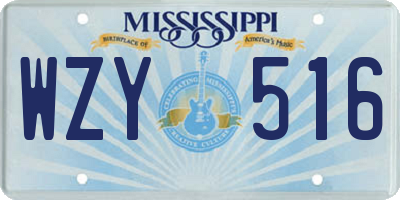 MS license plate WZY516