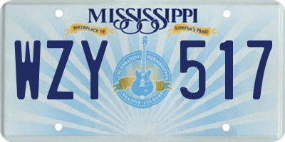 MS license plate WZY517