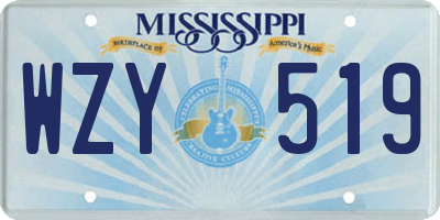 MS license plate WZY519