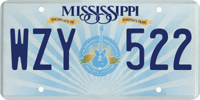 MS license plate WZY522