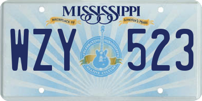 MS license plate WZY523