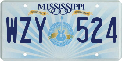 MS license plate WZY524