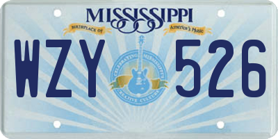 MS license plate WZY526