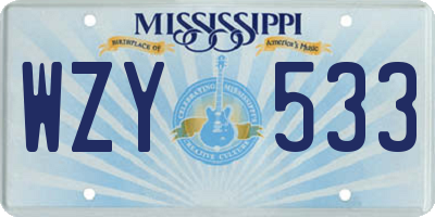 MS license plate WZY533