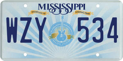 MS license plate WZY534