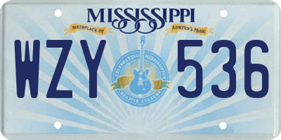 MS license plate WZY536