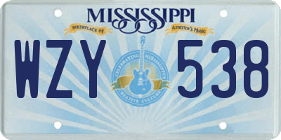 MS license plate WZY538