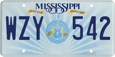 MS license plate WZY542