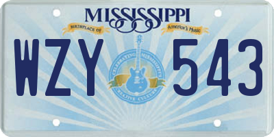 MS license plate WZY543