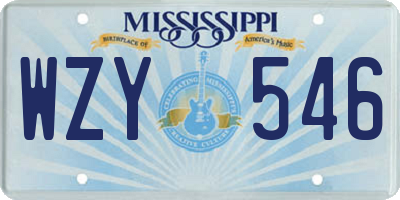 MS license plate WZY546
