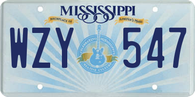 MS license plate WZY547