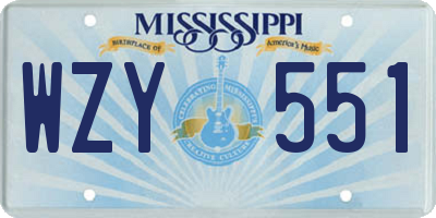 MS license plate WZY551
