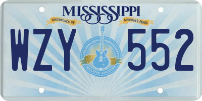 MS license plate WZY552