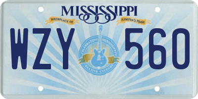 MS license plate WZY560