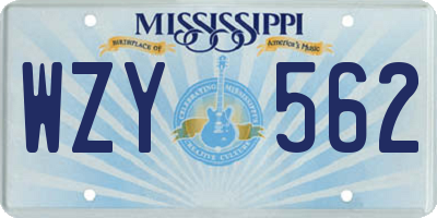 MS license plate WZY562