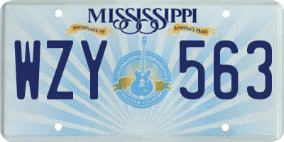 MS license plate WZY563