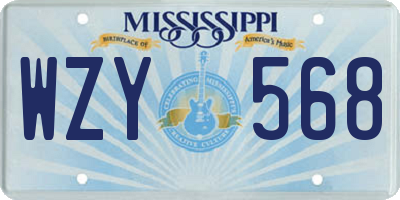 MS license plate WZY568