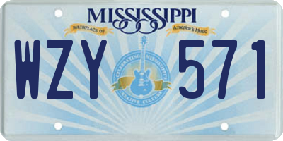MS license plate WZY571