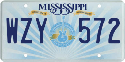 MS license plate WZY572