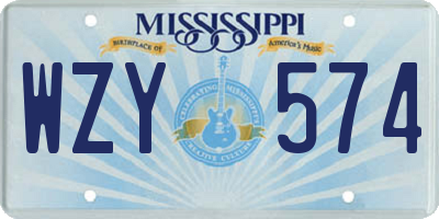 MS license plate WZY574