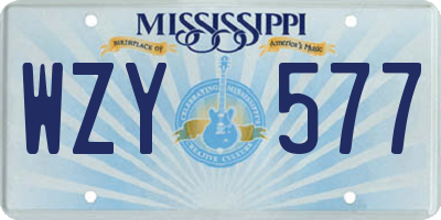 MS license plate WZY577