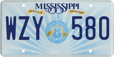 MS license plate WZY580