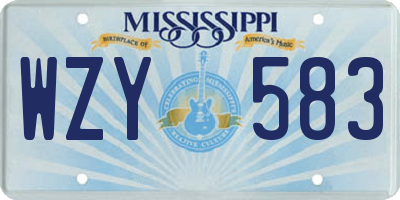MS license plate WZY583