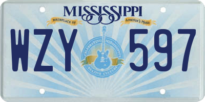 MS license plate WZY597