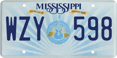 MS license plate WZY598