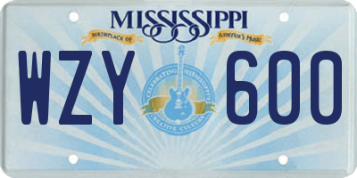 MS license plate WZY600