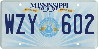 MS license plate WZY602