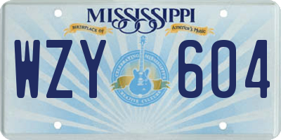 MS license plate WZY604