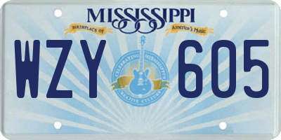 MS license plate WZY605