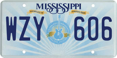 MS license plate WZY606