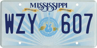 MS license plate WZY607