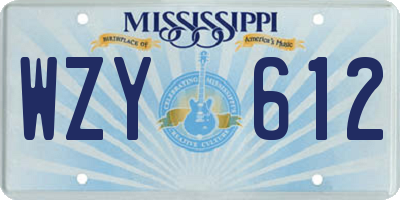 MS license plate WZY612