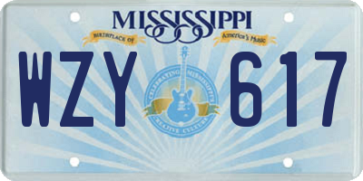 MS license plate WZY617