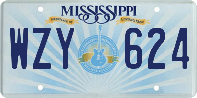MS license plate WZY624