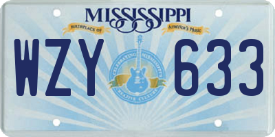 MS license plate WZY633