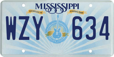 MS license plate WZY634