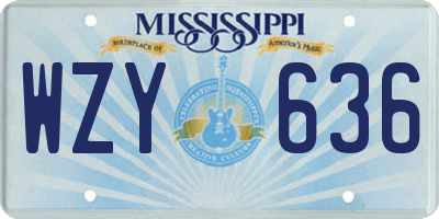 MS license plate WZY636