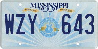 MS license plate WZY643