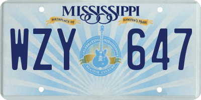 MS license plate WZY647