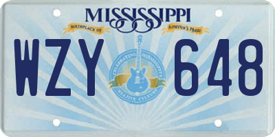 MS license plate WZY648