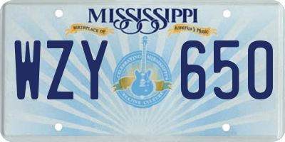 MS license plate WZY650