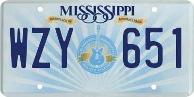 MS license plate WZY651