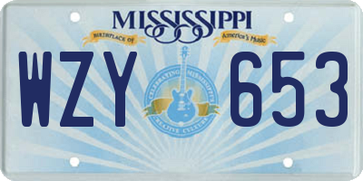 MS license plate WZY653