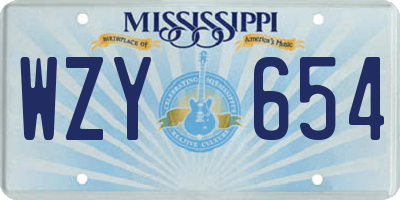 MS license plate WZY654